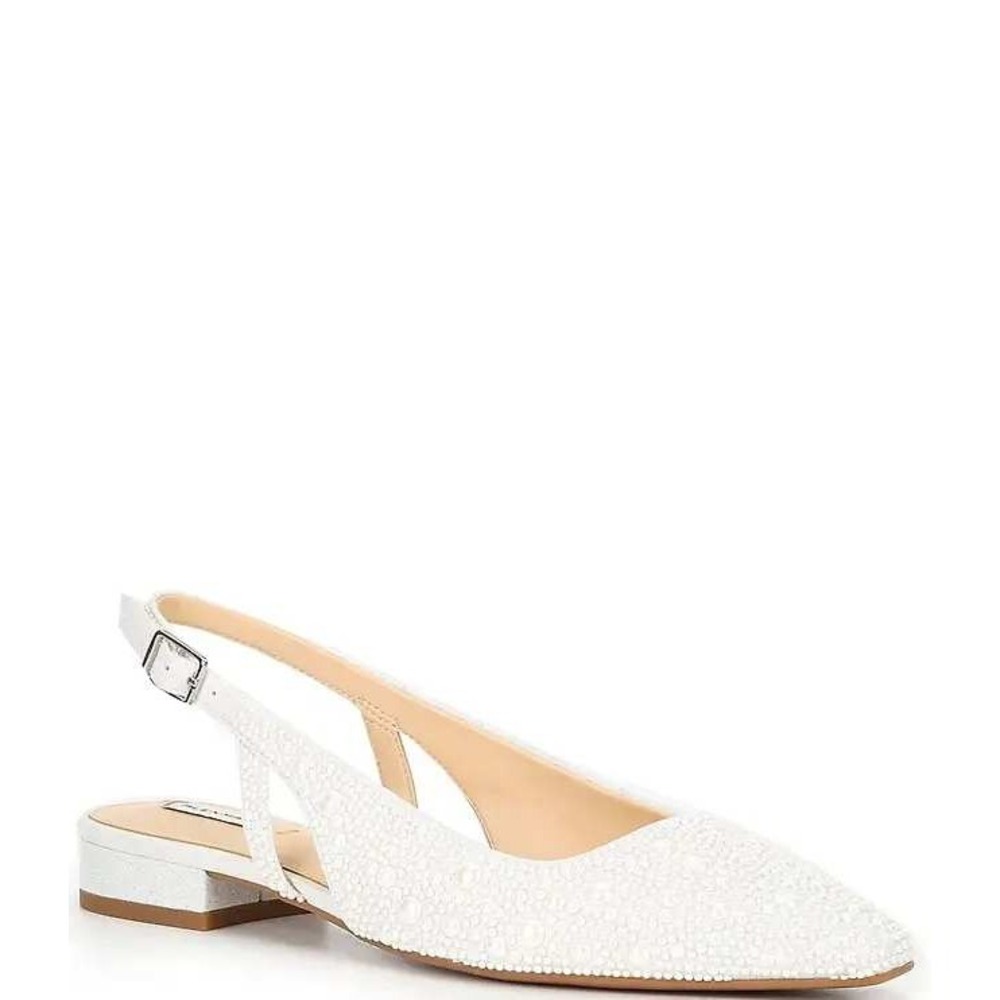 Alex Marie Lavani Pearl Slingback Flats White 10M New With Tags